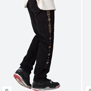 Embellished stud corduroy pants